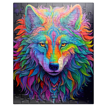 puzzleplate Vibrant Psychedelic Wolf Portrait 100 Jigsaw Puzzle