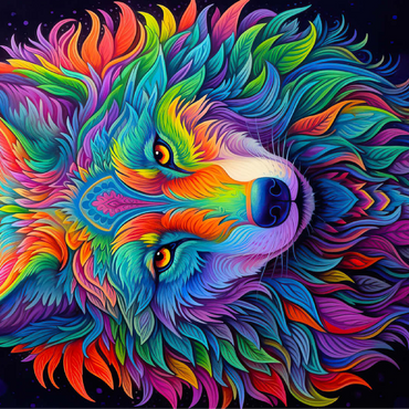 Vibrant Psychedelic Wolf Portrait 100 Jigsaw Puzzle 3D Modell