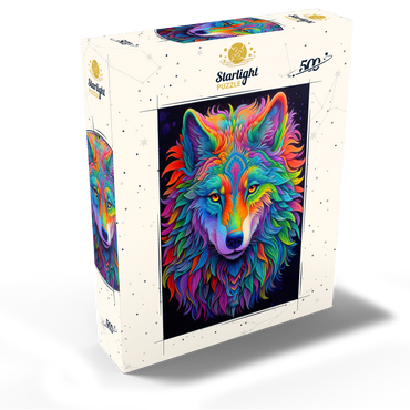 Vibrant Psychedelic Wolf Portrait 500 Jigsaw Puzzle box view2