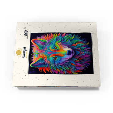 Vibrant Psychedelic Wolf Portrait 500 Jigsaw Puzzle box view3