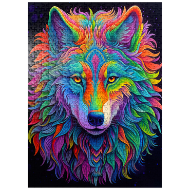 puzzleplate Vibrant Psychedelic Wolf Portrait 500 Jigsaw Puzzle