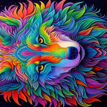 Vibrant Psychedelic Wolf Portrait 500 Jigsaw Puzzle 3D Modell