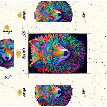 Vibrant Psychedelic Wolf Portrait 500 Jigsaw Puzzle box 3D Modell