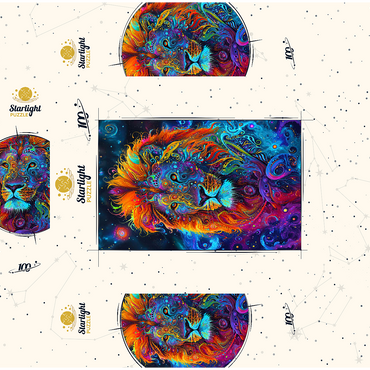 Cosmic Psychedelic Lion Portrait 100 Jigsaw Puzzle box 3D Modell