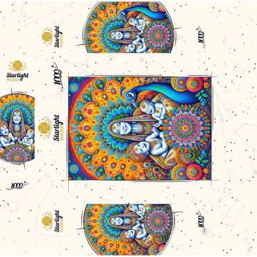 Vibrant Divine Mother with Children and Peacock 1000 Jigsaw Puzzle box 3D Modell