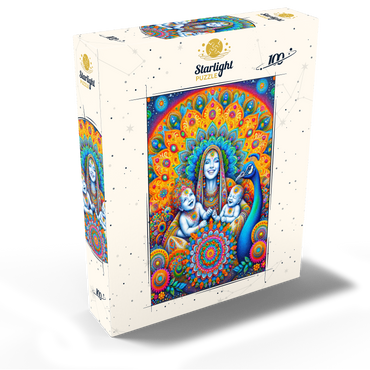 Vibrant Divine Mother with Children and Peacock 100 Jigsaw Puzzle box view2
