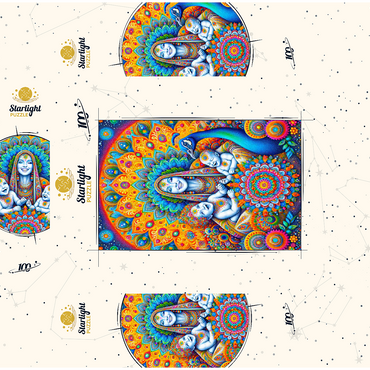 Vibrant Divine Mother with Children and Peacock 100 Jigsaw Puzzle box 3D Modell