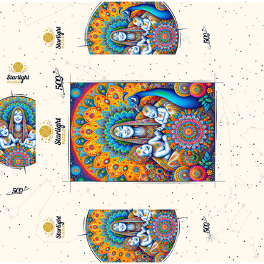 Vibrant Divine Mother with Children and Peacock 500 Jigsaw Puzzle box 3D Modell