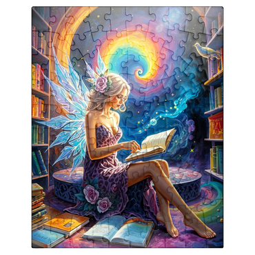 puzzleplate Enchanted Fairy Reading in Cosmic Library 100 Jigsaw Puzzle