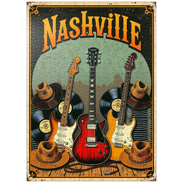puzzleplate Vintage Nashville Music Scene Artwork 1000 Jigsaw Puzzle