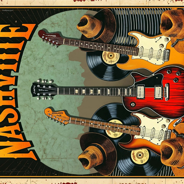 Vintage Nashville Music Scene Artwork 1000 Jigsaw Puzzle 3D Modell