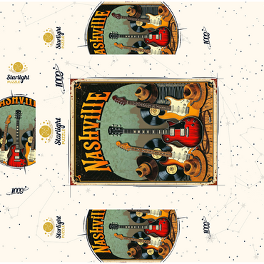 Vintage Nashville Music Scene Artwork 1000 Jigsaw Puzzle box 3D Modell