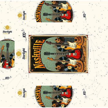 Vintage Nashville Music Scene Artwork 100 Jigsaw Puzzle box 3D Modell