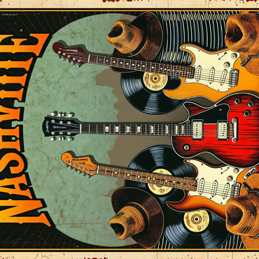 Vintage Nashville Music Scene Artwork 500 Jigsaw Puzzle 3D Modell