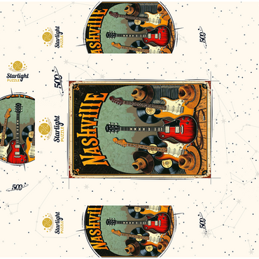 Vintage Nashville Music Scene Artwork 500 Jigsaw Puzzle box 3D Modell