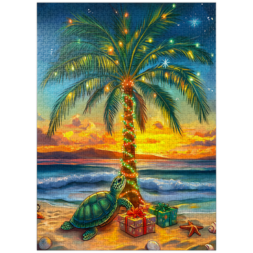 puzzleplate Tropical Holiday Sunset with Sea Turtle 1000 Jigsaw Puzzle