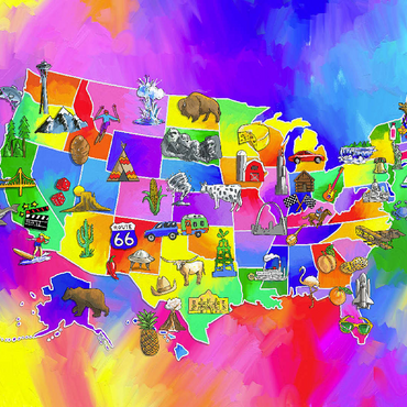usa map 100 Jigsaw Puzzle 3D Modell