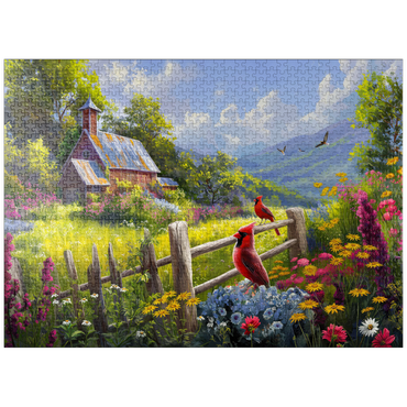 puzzleplate Cardinals in the Garden 1000 Jigsaw Puzzle