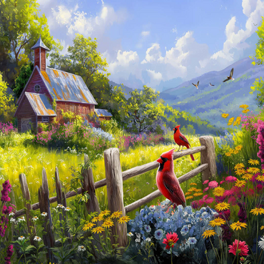 Cardinals in the Garden 100 Jigsaw Puzzle 3D Modell