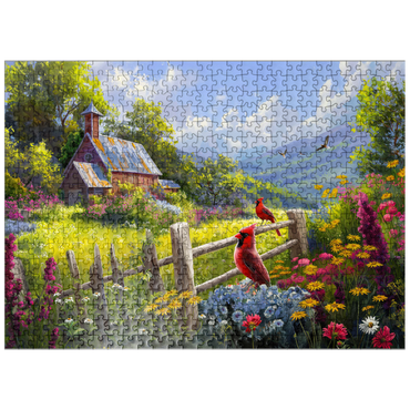 puzzleplate Cardinals in the Garden 500 Jigsaw Puzzle