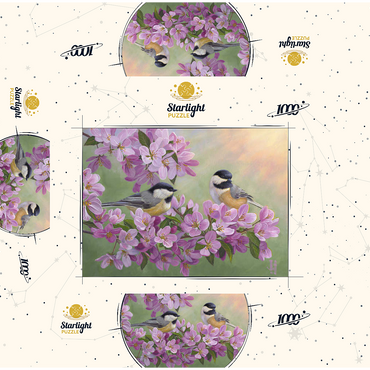 Spring Glow Chickadees 1000 Jigsaw Puzzle box 3D Modell