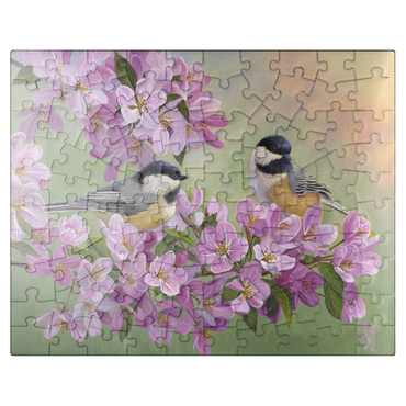puzzleplate Spring Glow Chickadees 100 Jigsaw Puzzle