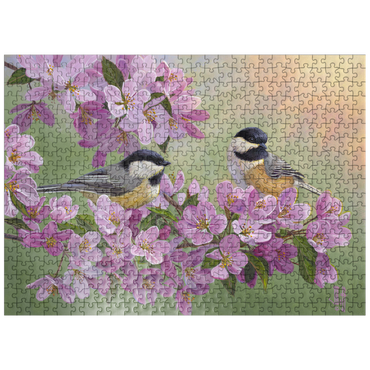 puzzleplate Spring Glow Chickadees 500 Jigsaw Puzzle