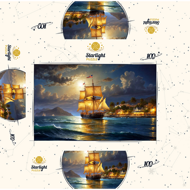 Ship Harbor Scene 100 Jigsaw Puzzle box 3D Modell