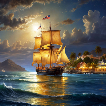 Ship Harbor Scene 500 Jigsaw Puzzle 3D Modell