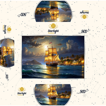 Ship Harbor Scene 500 Jigsaw Puzzle box 3D Modell