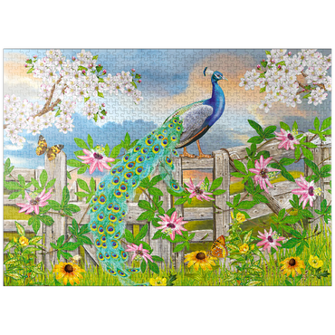 puzzleplate Peacock On Fence 1000 Jigsaw Puzzle