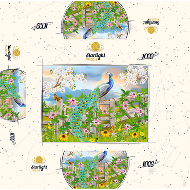 Peacock On Fence 1000 Jigsaw Puzzle box 3D Modell