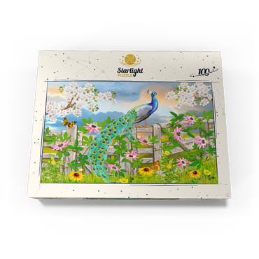 Peacock On Fence 100 Jigsaw Puzzle box view3