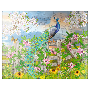 puzzleplate Peacock On Fence 100 Jigsaw Puzzle