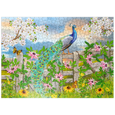 puzzleplate Peacock On Fence 500 Jigsaw Puzzle