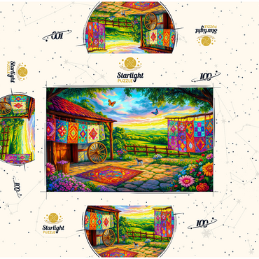 Quilts and Butterflies 100 Jigsaw Puzzle box 3D Modell