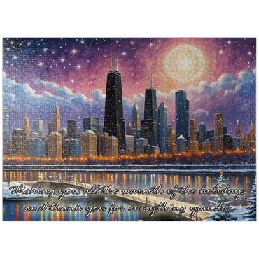 puzzleplate Snowy Fantasy Chicago Skyline 1000 Jigsaw Puzzle