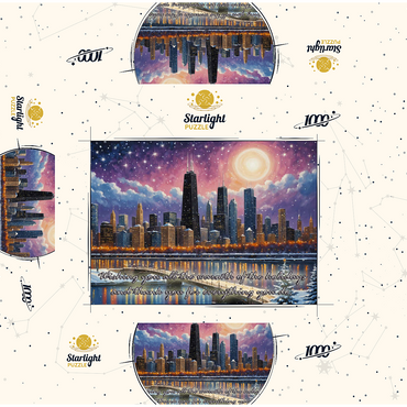 Snowy Fantasy Chicago Skyline 1000 Jigsaw Puzzle box 3D Modell
