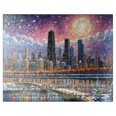 puzzleplate Snowy Fantasy Chicago Skyline 100 Jigsaw Puzzle