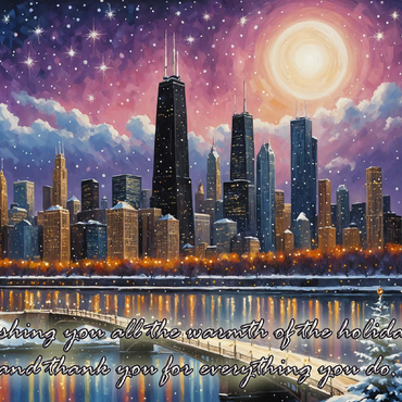 Snowy Fantasy Chicago Skyline 100 Jigsaw Puzzle 3D Modell