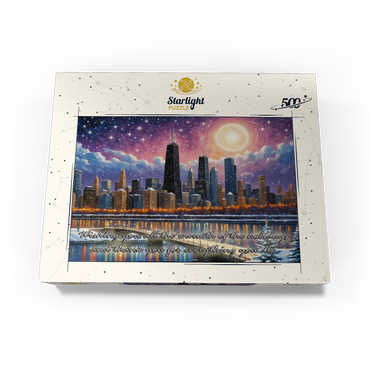 Snowy Fantasy Chicago Skyline 500 Jigsaw Puzzle box view3