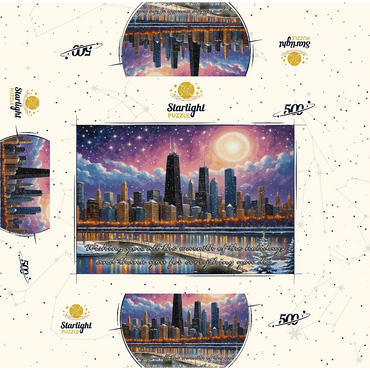 Snowy Fantasy Chicago Skyline 500 Jigsaw Puzzle box 3D Modell