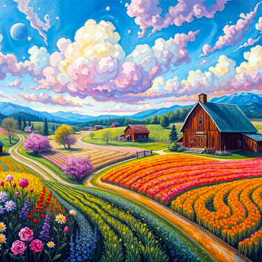 Flower Fields In The Valley 1000 Jigsaw Puzzle 3D Modell