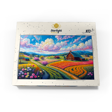 Flower Fields In The Valley 100 Jigsaw Puzzle box view3