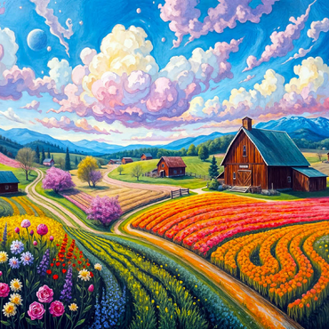 Flower Fields In The Valley 100 Jigsaw Puzzle 3D Modell