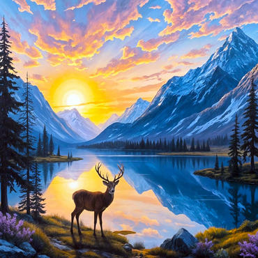 Deer at Sunset 1000 Jigsaw Puzzle 3D Modell