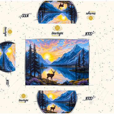 Deer at Sunset 1000 Jigsaw Puzzle box 3D Modell