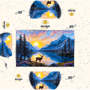 Deer at Sunset 100 Jigsaw Puzzle box 3D Modell