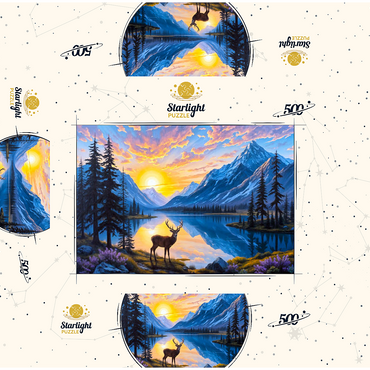 Deer at Sunset 500 Jigsaw Puzzle box 3D Modell
