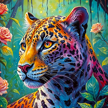 Jungle Roses Jaguar 100 Jigsaw Puzzle 3D Modell